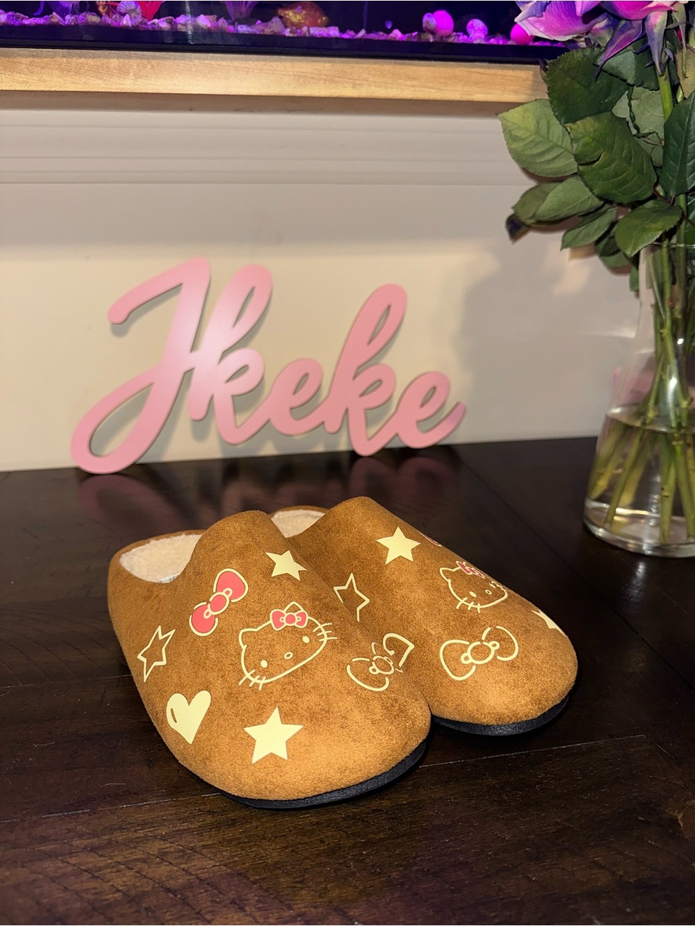 Light Brown Hello Kitty Mules sizes 6, 7, 8